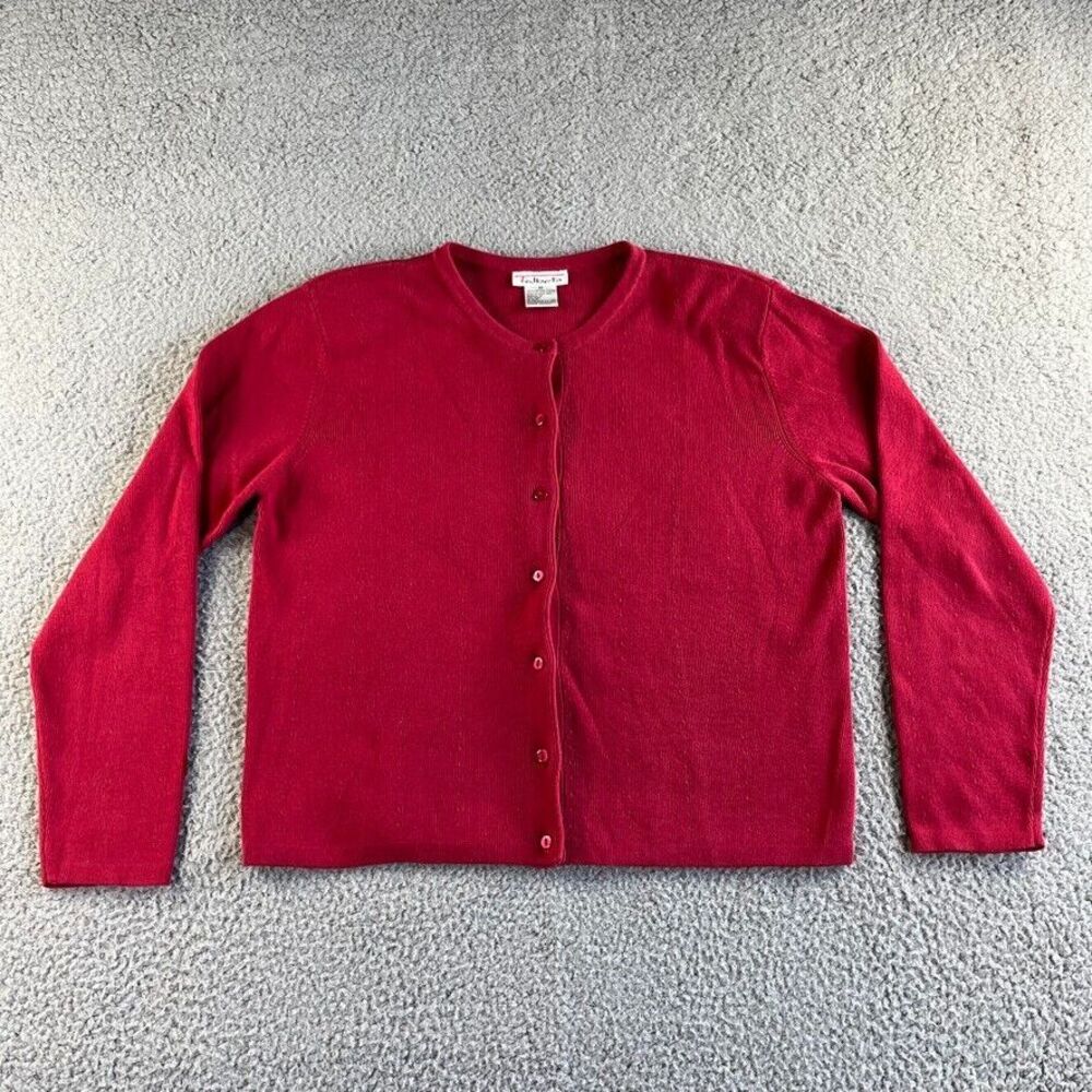 Vintage Talbots Cardigan Sweater‎ Womens Medium Pink Button Front Preppy Retro